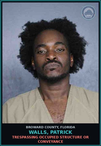 CCW arrest card for WALLS, PATRICK in Broward County: STALKING- DATING VIOLENCE