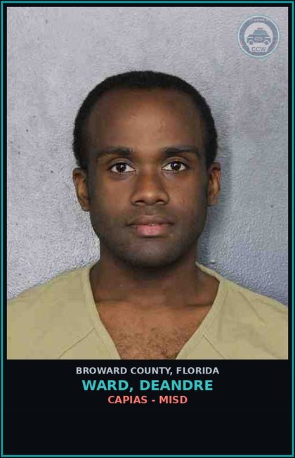 CCW arrest card for WARD, DEANDRE in Broward County: CAPIAS - MISD
