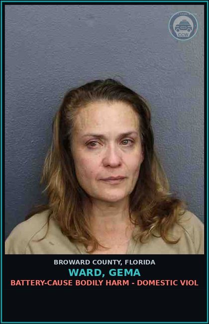 CCW arrest card for WARD, GEMA in Broward County: BATTERY-CAUSE BODILY HARM - DOMESTIC VIOL