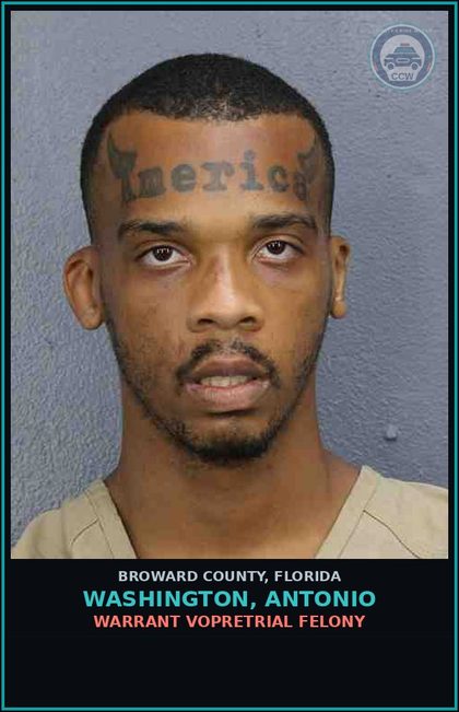 CCW arrest card for WASHINGTON, ANTONIO in Broward County: WARRANT VOPRETRIAL FELONY