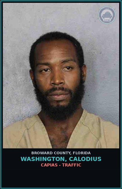 CCW arrest card for WASHINGTON, CALODIUS in Broward County: CAPIAS - TRAFFIC