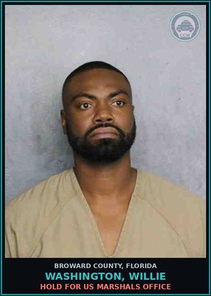 CCW arrest card for WASHINGTON, WILLIE in Broward County: HOLD FOR US MARSHALS OFFICE