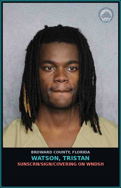 CCW arrest card for WATSON, TRISTAN in Broward County: SUNSCRN/SIGN/COVERING ON WNDSH