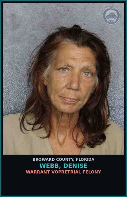 CCW arrest card for WEBB, DENISE in Broward County: POSSESSION contr substance W/O PRESCRIPTION