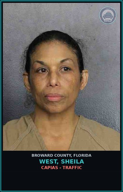 CCW arrest card for WEST, SHEILA in Broward County: CAPIAS - TRAFFIC