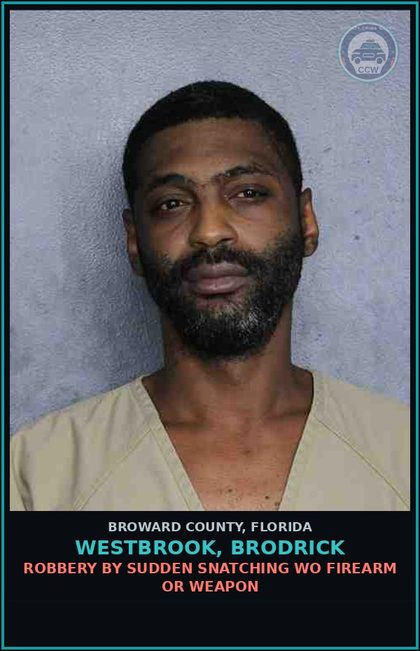 CCW arrest card for WESTBROOK, BRODRICK in Broward County: BATTERY-CAUSE BODILY HARM- DATING VIOLENCE