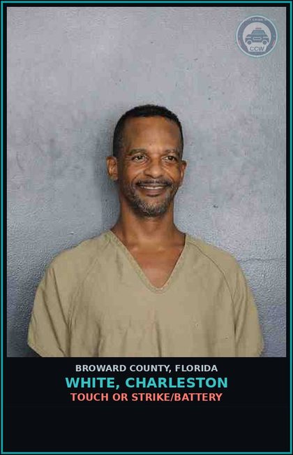 CCW arrest card for WHITE, CHARLESTON in Broward County: TOUCH OR STRIKE/BATTERY