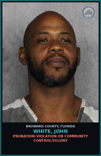 CCW arrest card for WHITE, JOHN in Broward County: CRIMINAL MISCHIEF OVER 1000 DOLLARS