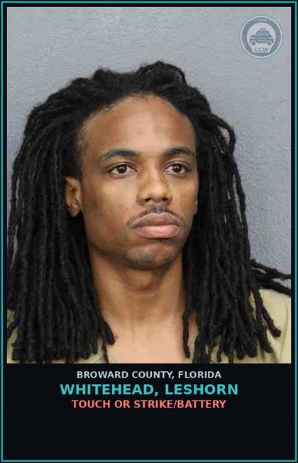 CCW arrest card for WHITEHEAD, LESHORN in Broward County: TOUCH OR STRIKE/BATTERY