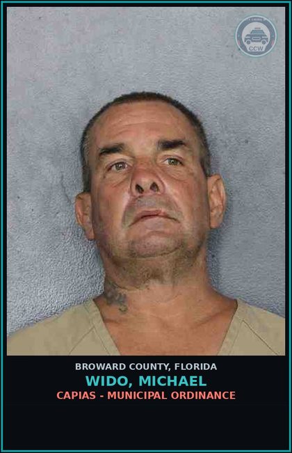 CCW arrest card for WIDO, MICHAEL in Broward County: CAPIAS - MUNICIPAL ORDINANCE
