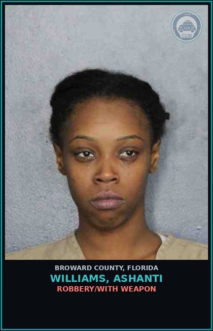 CCW arrest card for WILLIAMS, ASHANTI in Broward County: CRIMINAL MISCHIEF OVER 1000 DOLLARS