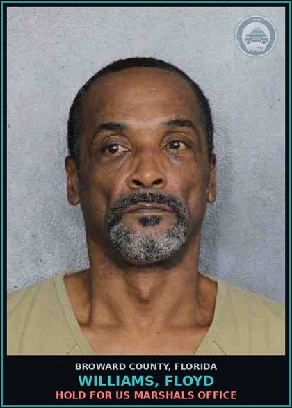 CCW arrest card for WILLIAMS, FLOYD in Broward County: HOLD FOR US MARSHALS OFFICE