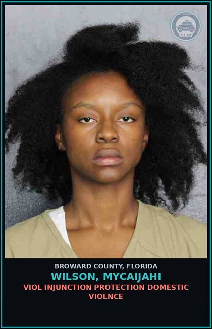 CCW arrest card for WILSON, MYCAIJAHI in Broward County: VIOL INJUNCTION PROTECTION DOMESTIC VIOLNCE