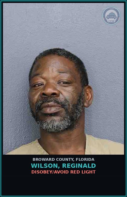 CCW arrest card for WILSON, REGINALD in Broward County: DISOBEY/AVOID RED LIGHT       