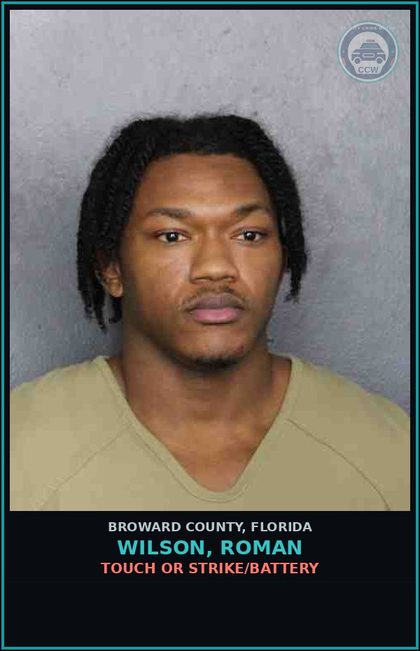 CCW arrest card for WILSON, ROMAN in Broward County: TOUCH OR STRIKE/BATTERY