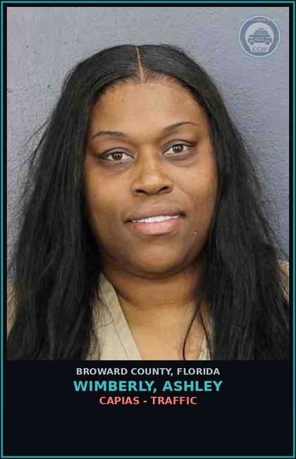 CCW arrest card for WIMBERLY, ASHLEY in Broward County: CAPIAS - TRAFFIC