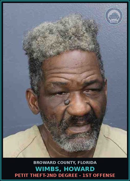 CCW arrest card for WIMBS, HOWARD in Broward County: PETIT THEFT-2ND DEGREE - 1ST OFFENSE