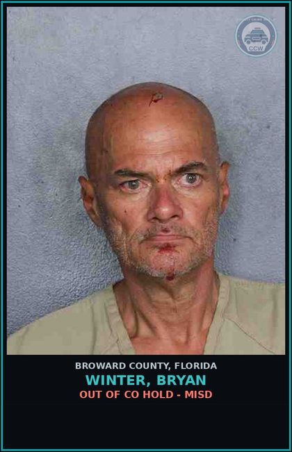 CCW arrest card for WINTER, BRYAN in Broward County: OUT OF CO HOLD - MISD