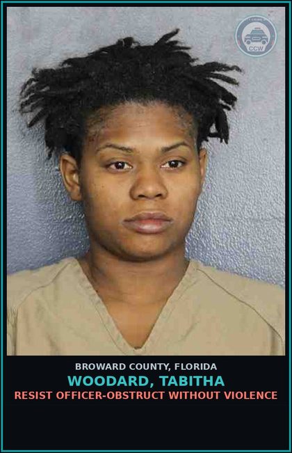 CCW arrest card for WOODARD, TABITHA in Broward County: RESIST OFFICER-OBSTRUCT WITHOUT VIOLENCE