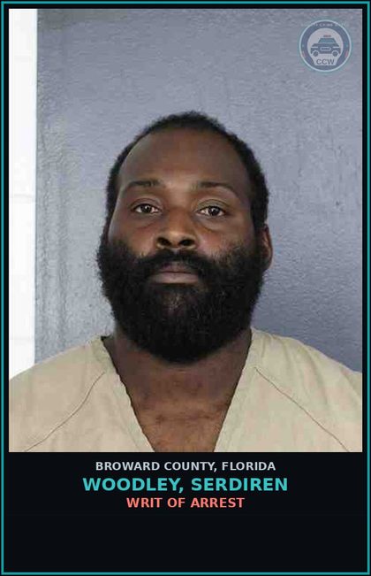 CCW arrest card for WOODLEY, SERDIREN in Broward County: WRIT OF ARREST