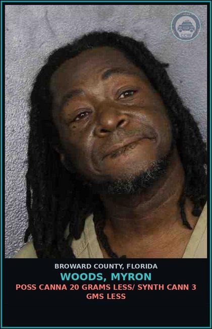 CCW arrest card for WOODS, MYRON in Broward County: DRIVE WHILE LICENSE SUSP W/O KNOWLEDGE