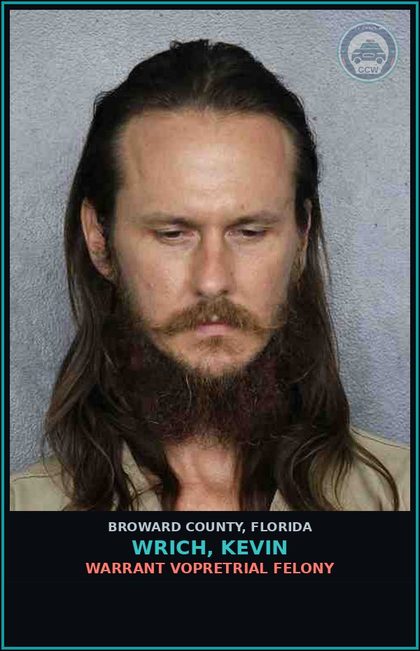 CCW arrest card for WRICH, KEVIN in Broward County: CAPIAS - FEL