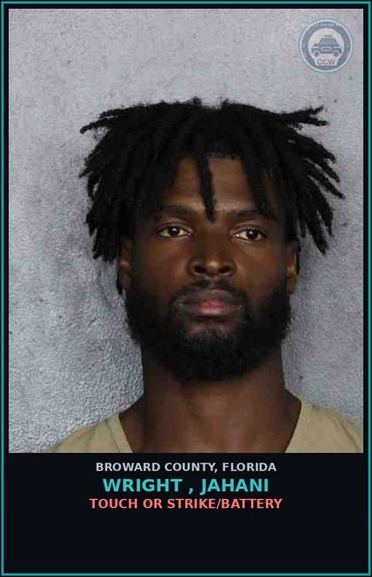 CCW arrest card for WRIGHT , JAHANI in Broward County: TOUCH OR STRIKE/BATTERY