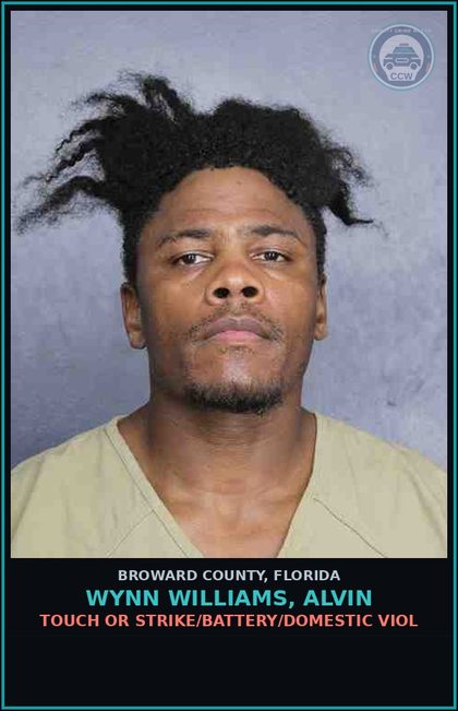 CCW arrest card for WYNN WILLIAMS, ALVIN in Broward County: TOUCH OR STRIKE/BATTERY/DOMESTIC VIOL