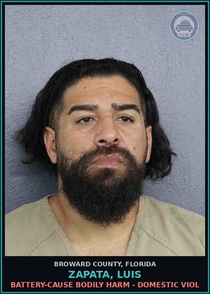 CCW arrest card for ZAPATA, LUIS in Broward County: BATTERY-CAUSE BODILY HARM - DOMESTIC VIOL