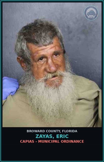 CCW arrest card for ZAYAS, ERIC in Broward County: CAPIAS - MUNICIPAL ORDINANCE