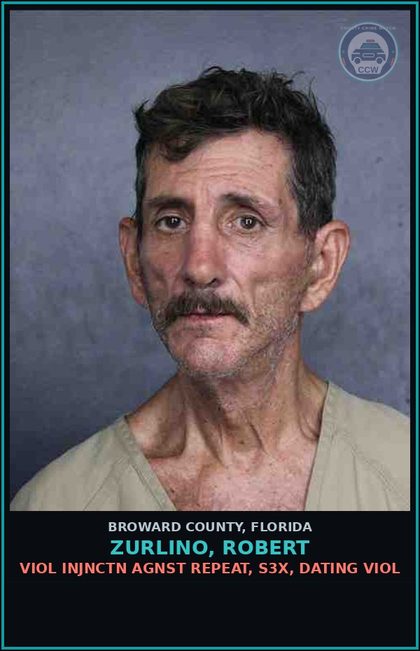 CCW arrest card for ZURLINO, ROBERT in Broward County: VIOL INJNCTN AGNST REPEAT, s3x, DATING VIOL