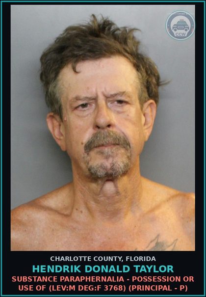 CCW arrest card for HENDRIK DONALD TAYLOR in Charlotte County: Violation of probation or community control (3848) (Principal - P)