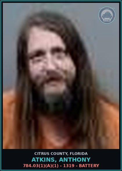CCW arrest card for Atkins, Anthony in Citrus County: 784.03(1)(A)(1) - 1319 - BATTERY