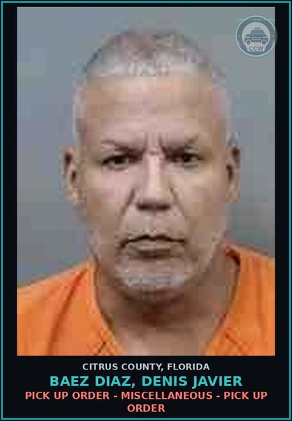 CCW arrest card for BAEZ DIAZ, DENIS JAVIER in Citrus County: PICK UP ORDER - MISCELLANEOUS - PICK UP ORDER