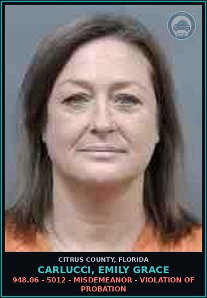 CCW arrest card for Carlucci, Emily Grace in Citrus County: 948.06 - 5012 - MISDEMEANOR - VIOLATION OF PROBATION