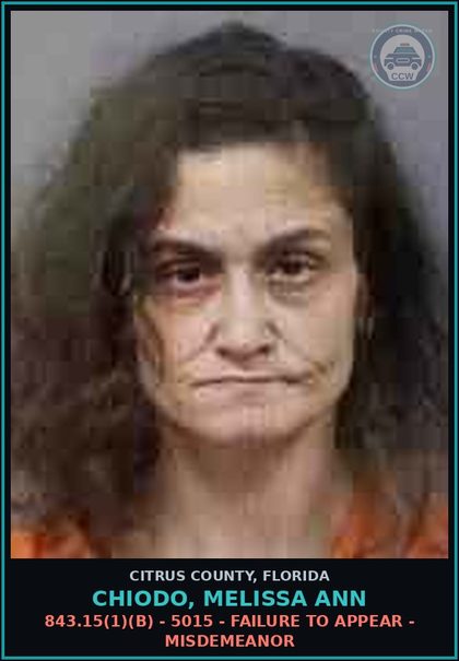 CCW arrest card for CHIODO, MELISSA ANN in Citrus County: 843.15(1)(B) - 5015 - FAILURE TO APPEAR - MISDEMEANOR