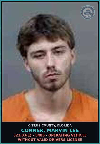 CCW arrest card for CONNER, MARVIN LEE in Citrus County: 322.03(1) - 5405 - OPERATING VEHICLE WITHOUT VALID DRIVERS LICENSE