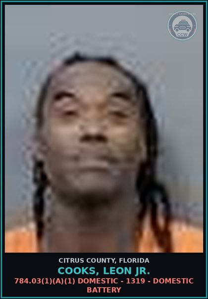 CCW arrest card for Cooks, Leon Jr. in Citrus County: 784.03(1)(A)(1) DOMESTIC - 1319 - DOMESTIC BATTERY