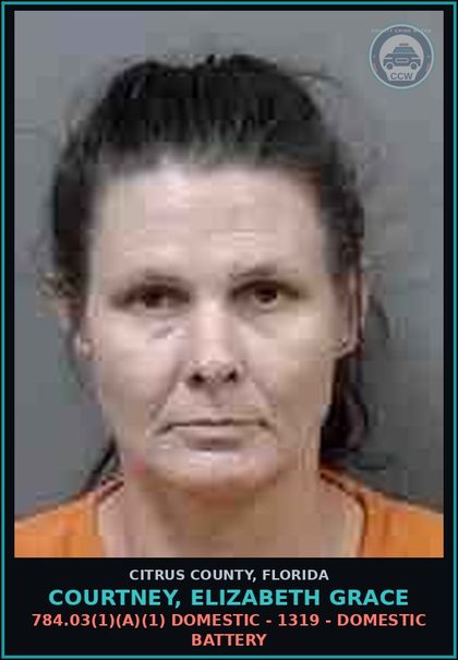 CCW arrest card for COURTNEY, ELIZABETH GRACE in Citrus County: 784.03(1)(A)(1) DOMESTIC - 1319 - DOMESTIC BATTERY