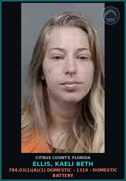 CCW arrest card for ELLIS, KAELI BETH in Citrus County: 784.03(1)(A)(1) DOMESTIC - 1319 - DOMESTIC BATTERY