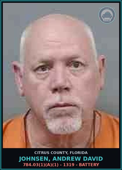 CCW arrest card for JOHNSEN, ANDREW DAVID in Citrus County: 784.03(1)(A)(1) - 1319 - BATTERY