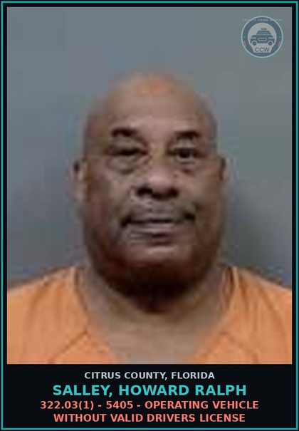 CCW arrest card for SALLEY, HOWARD RALPH in Citrus County: 322.03(1) - 5405 - OPERATING VEHICLE WITHOUT VALID DRIVERS LICENSE