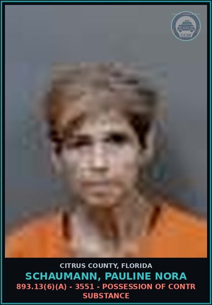 CCW arrest card for SCHAUMANN, PAULINE NORA in Citrus County: 893.13(6)(A) - 3551 - POSSESSION OF contr substance