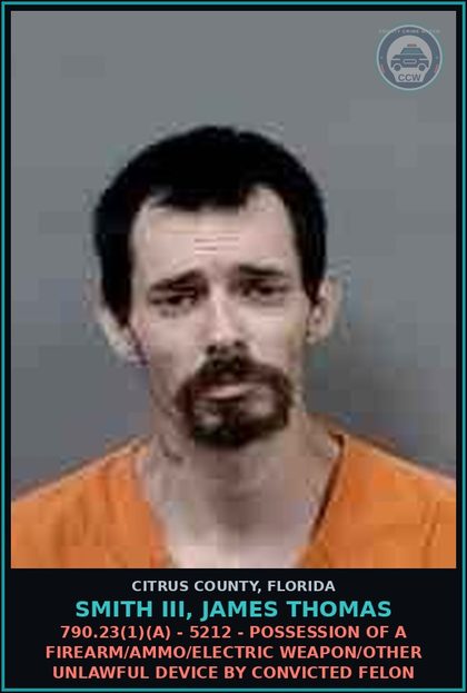 CCW arrest card for SMITH III, JAMES THOMAS in Citrus County: 316.1935(3)(A) - 4814 - FLEE/ELUDE LEO W/LOGO/LIGHT/SIREN WHILE SPEED/DISR FOR SAFETY