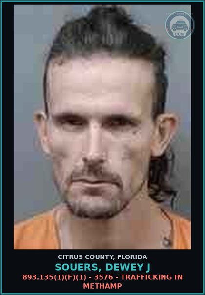 CCW arrest card for SOUERS, DEWEY J in Citrus County: 893.13(6)(A) - 3551 - POSSESSION OF contr substance