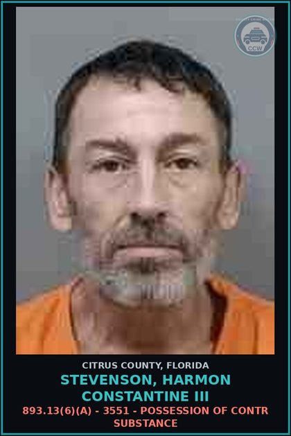 CCW arrest card for Stevenson, Harmon Constantine III in Citrus County: 893.13(6)(A) - 3551 - POSSESSION OF contr substance