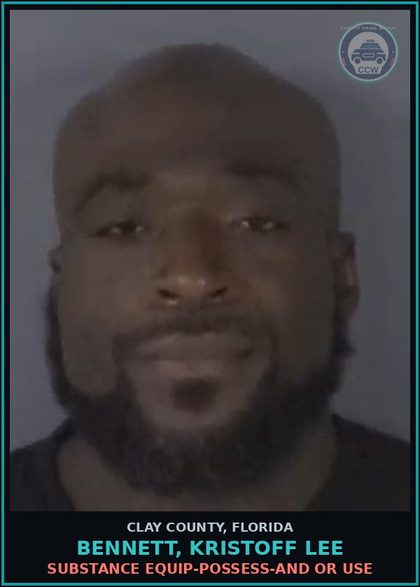 CCW arrest card for BENNETT, KRISTOFF LEE in Clay County: DRUG EQUIP-POSSESS-AND OR USE