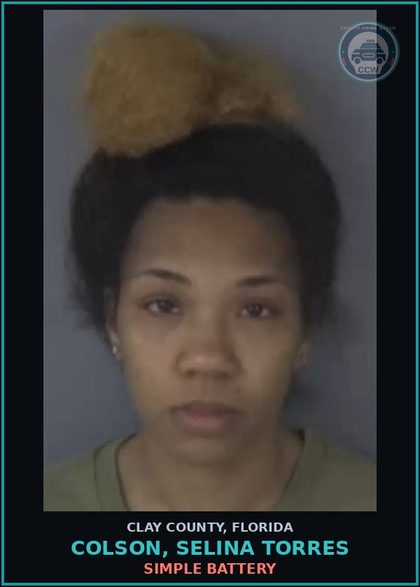CCW arrest card for COLSON, SELINA TORRES in Clay County: SIMPLE BATTERY