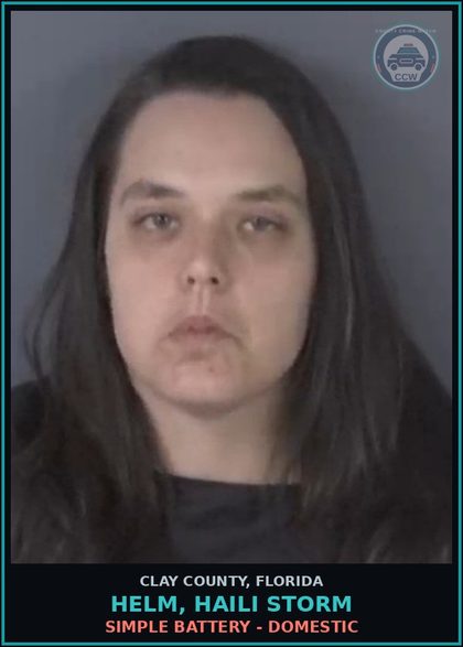 CCW arrest card for HELM, HAILI STORM in Clay County: SIMPLE BATTERY - DOMESTIC