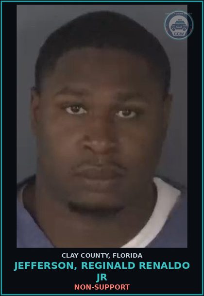 CCW arrest card for JEFFERSON, REGINALD RENALDO JR in Clay County: NON-SUPPORT